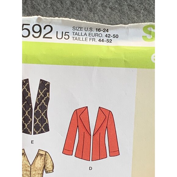Simplicity Misses Dress Skirt Jacket Vest Pant Sewing Pattern sz 16-24 1592 - un - Picture 2 of 3